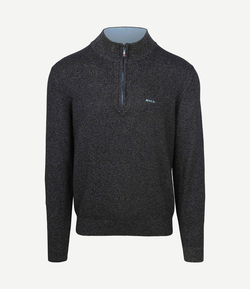 halve rits trui christopher melange donkerblauw