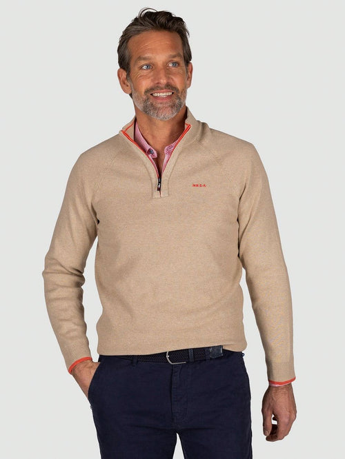 NZA halve rits trui ralph beige | Regular-fit