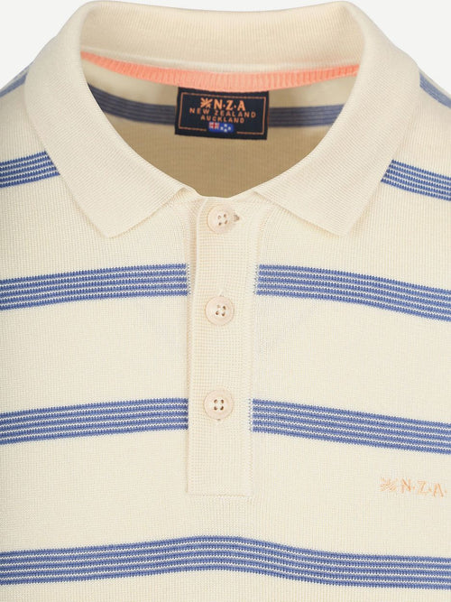 Knitted polo streep ecru