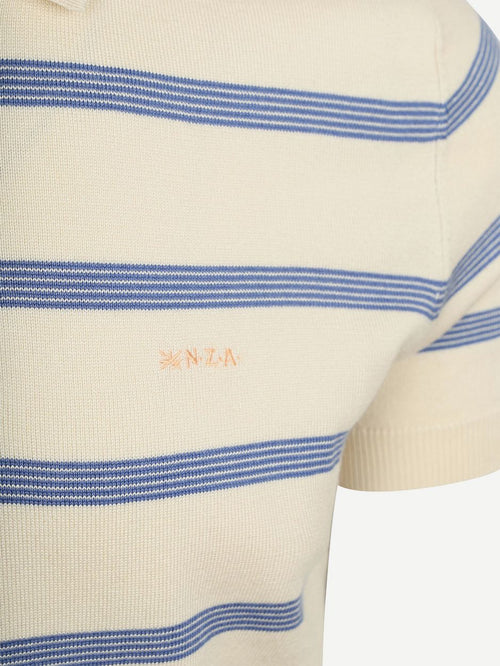 Knitted polo streep ecru
