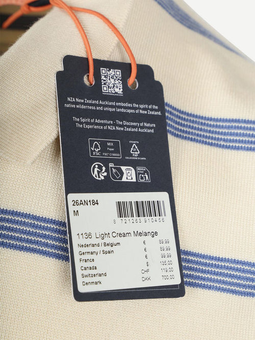 Knitted polo streep ecru