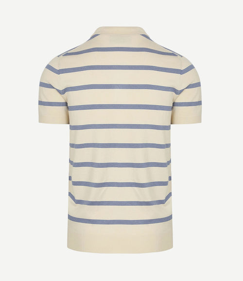 Knitted polo streep ecru
