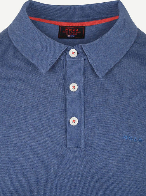 Longsleeve knitted polo blauw