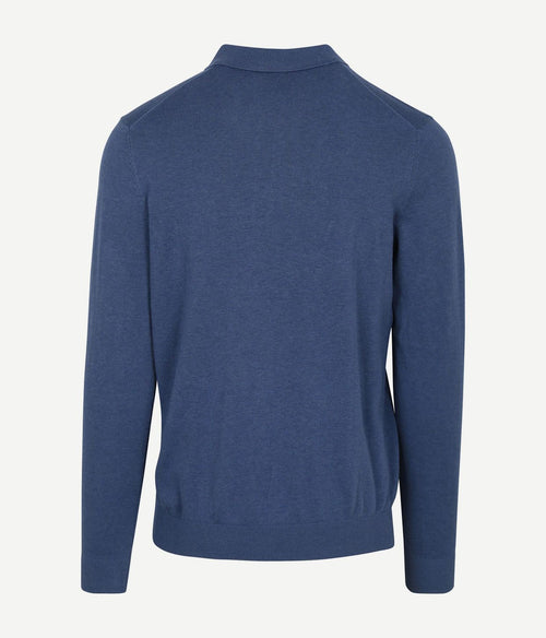 Longsleeve knitted polo blauw