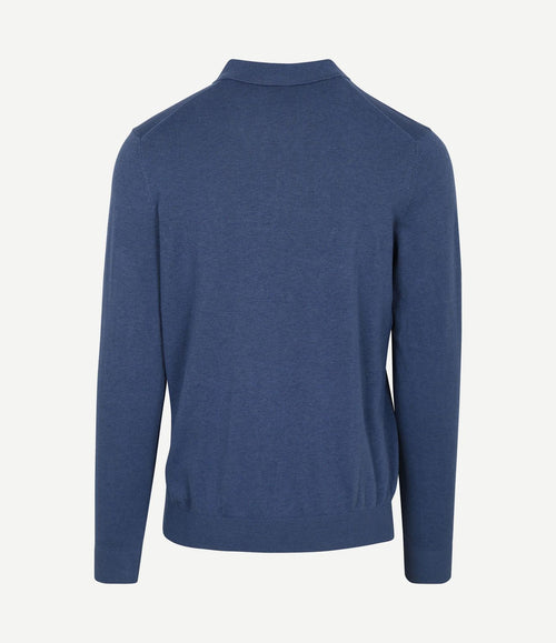 Longsleeve knitted polo blauw