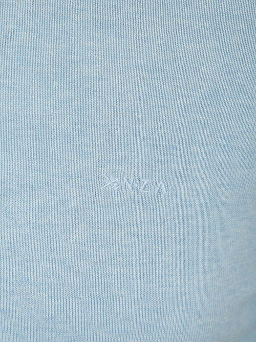 Longsleeve knitted polo lichtblauw