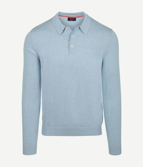 Longsleeve knitted polo lichtblauw