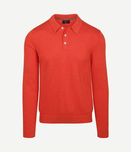 Longsleeve knitted polo rood