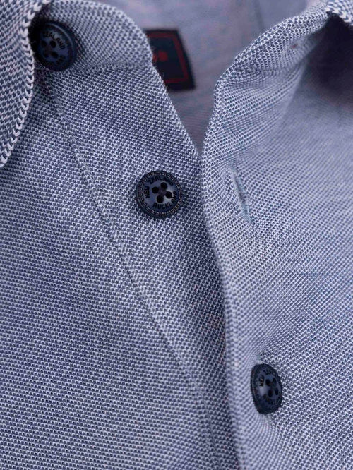 NZA longsleeve polo hamton piqué blauw | Regular-fit