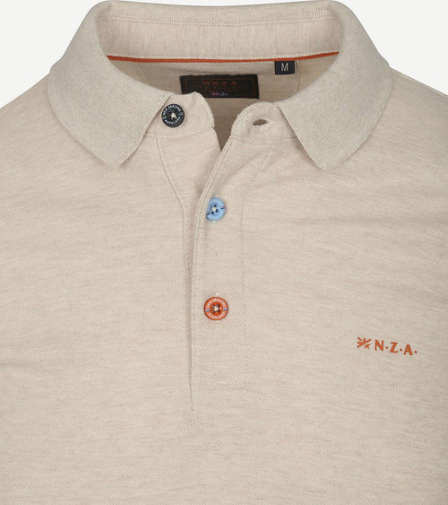 NZA longsleeve polo isaac piqué sand | Regular-fit