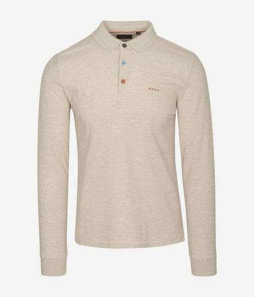 NZA longsleeve polo isaac piqué sand | Regular-fit