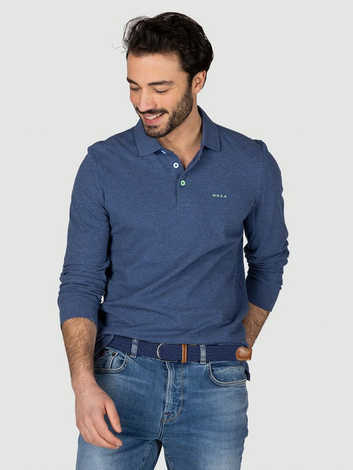 NZA longsleeve polo marshall dusk donkerblauw | Regular-fit