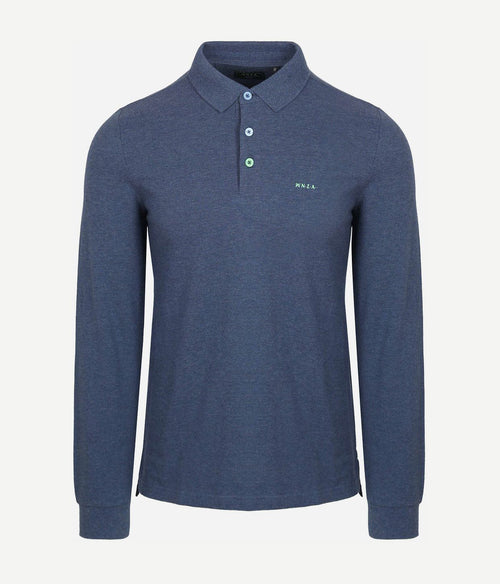 NZA longsleeve polo marshall dusk donkerblauw | Regular-fit