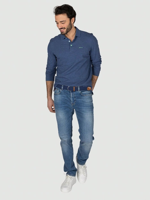 NZA longsleeve polo marshall dusk donkerblauw | Regular-fit
