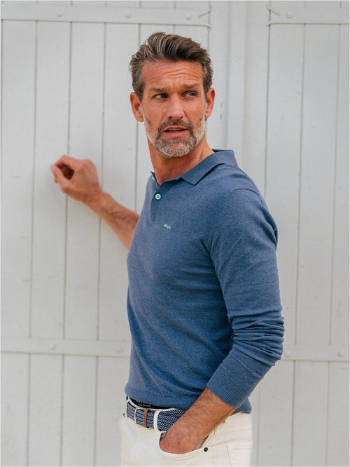 NZA longsleeve polo marshall dusk donkerblauw | Regular-fit