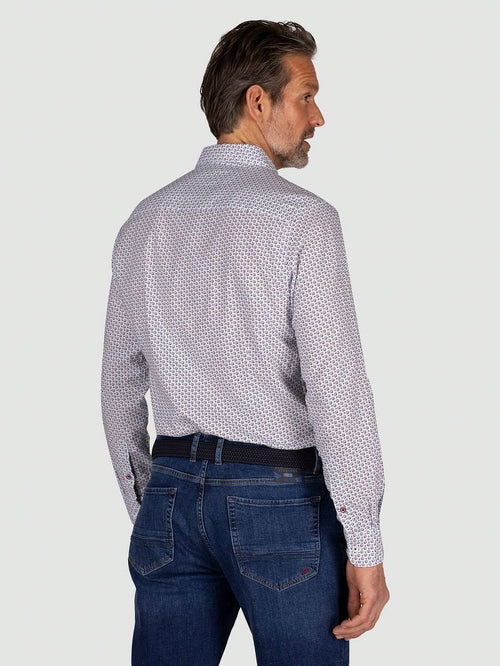 NZA overhemd aidan print blauw | Regular-fit