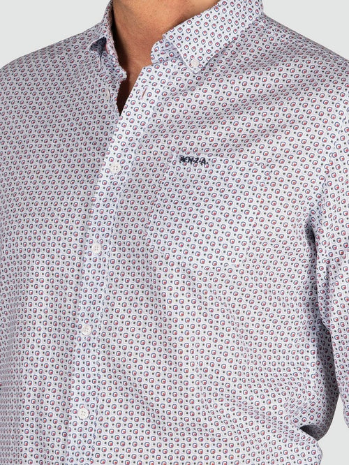 NZA overhemd aidan print blauw | Regular-fit