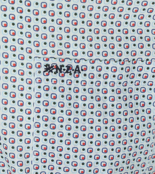 NZA overhemd aidan print blauw | Regular-fit