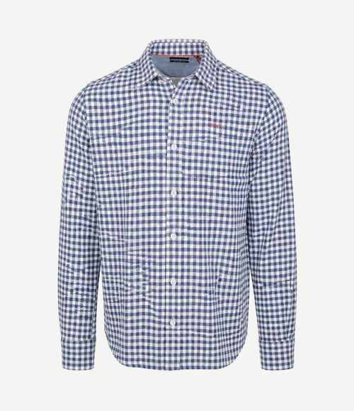 Overhemd bd coarse heavy flannel blauw