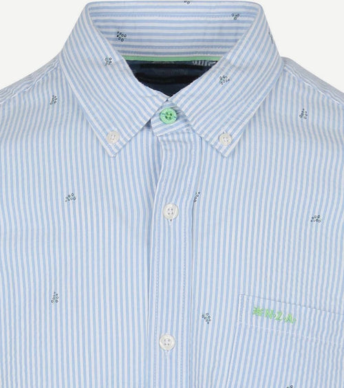 NZA overhemd julius print blauw | Regular-fit