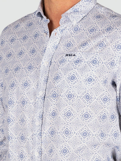NZA overhemd karson linnen blend blauw | Regular-fit