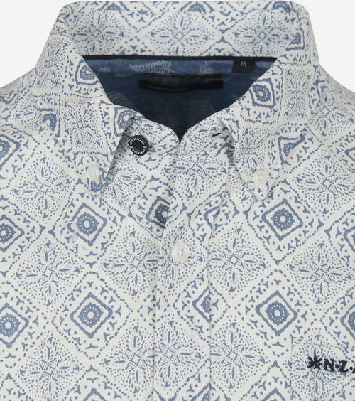 NZA overhemd karson linnen blend blauw | Regular-fit