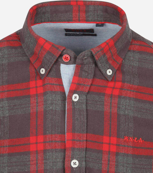NZA overhemd leon flanel antraciet | Regular-fit