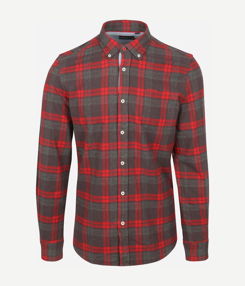 NZA overhemd leon flanel antraciet | Regular-fit