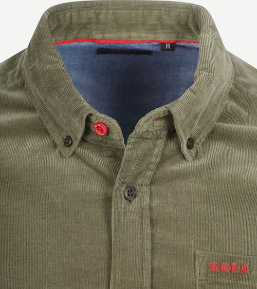 NZA overhemd omar fine corduroy olijfgroen | Regular-fit