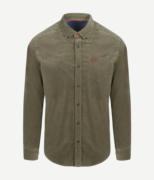NZA overhemd omar fine corduroy olijfgroen | Regular-fit