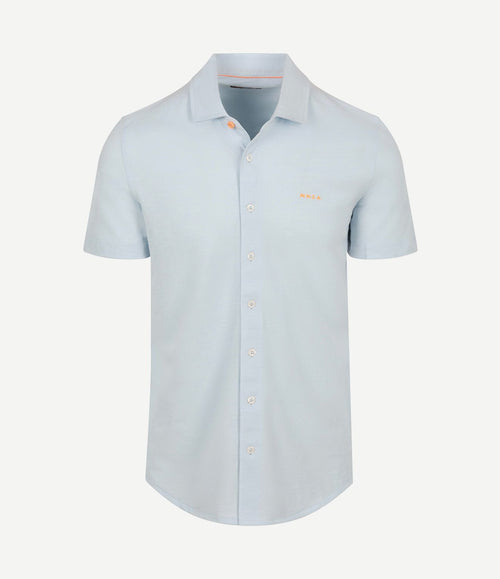 Overhemd short sleeve piqué sky blauw