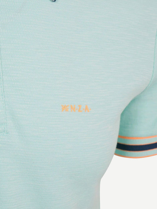 Polo bay jacquard mist groen