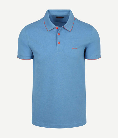 Polo henley piqué sailing blauw