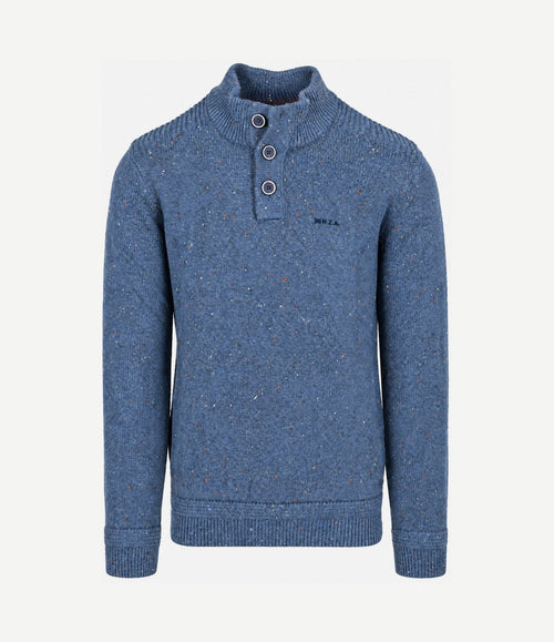 Pullover mocker eltham knit melange capri blue