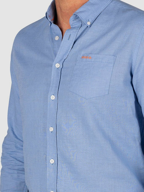 NZA shirt clayton linnen blend pacific blue