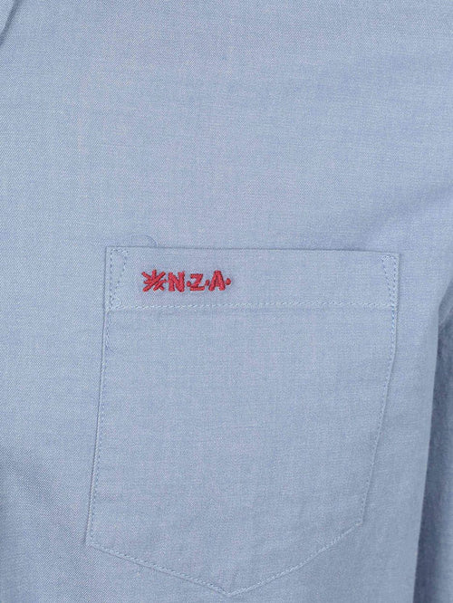 NZA shirt James twill melange blauw | Regular-fit