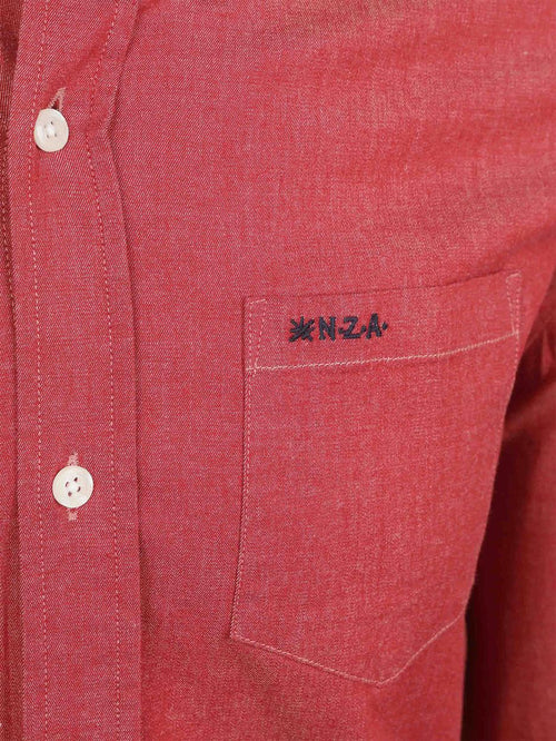 NZA shirt James twill melange rood | Regular-fit