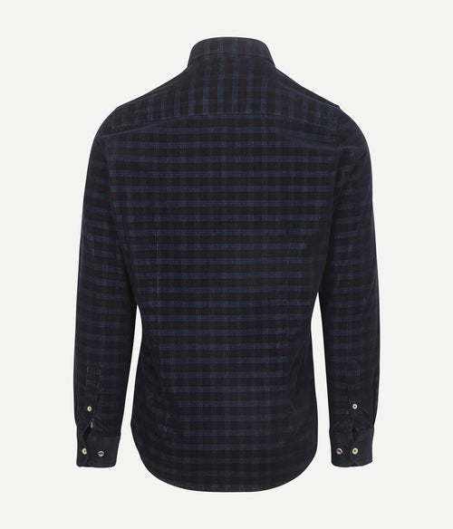 NZA shirt kauri corduroy ruit donkerblauw | Regular-fit