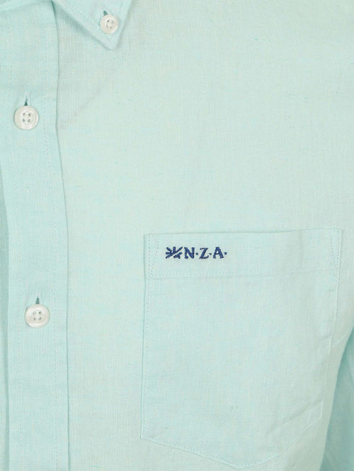 Shirt linnen blend aqua