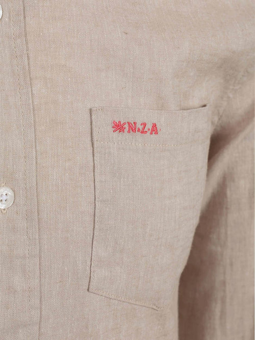 Shirt linnen blend beige