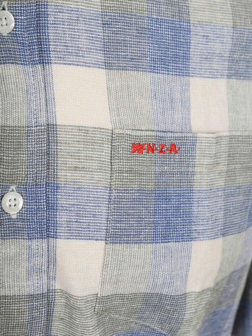 Shirt picton linnen blend ruit blauw