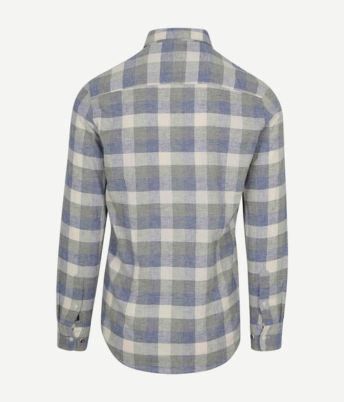 Shirt picton linnen blend ruit blauw