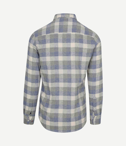 Shirt picton linnen blend ruit blauw