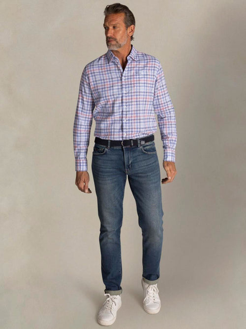 Shirt picton linnen blend ruit multicolour