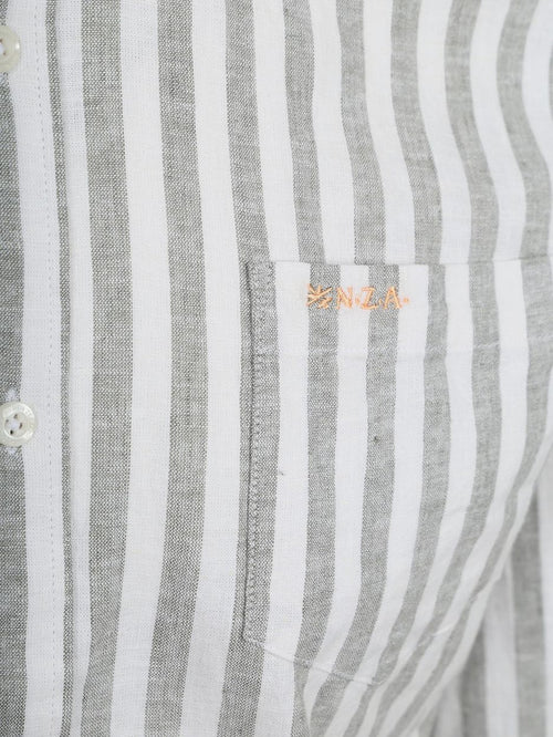 Shirt picton linnen blend streep groen