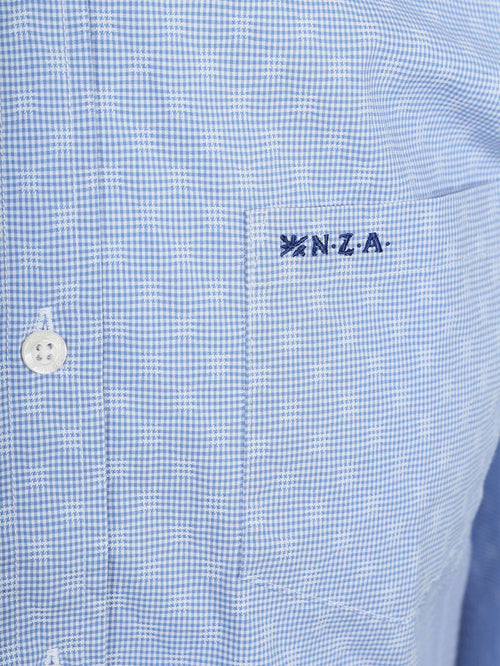 Shirt tuki jacquard print blauw
