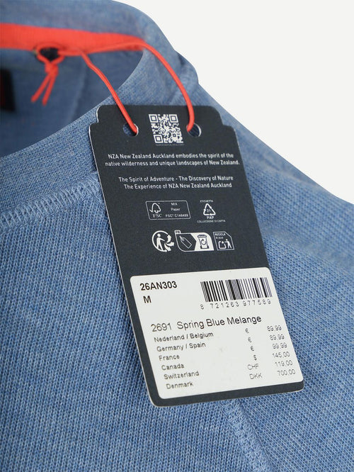 Sweater french rib huntly blauw