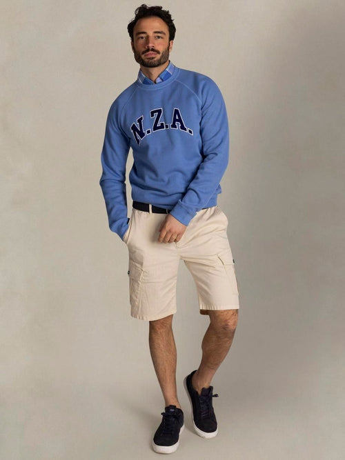 Sweater french rib logo blauw