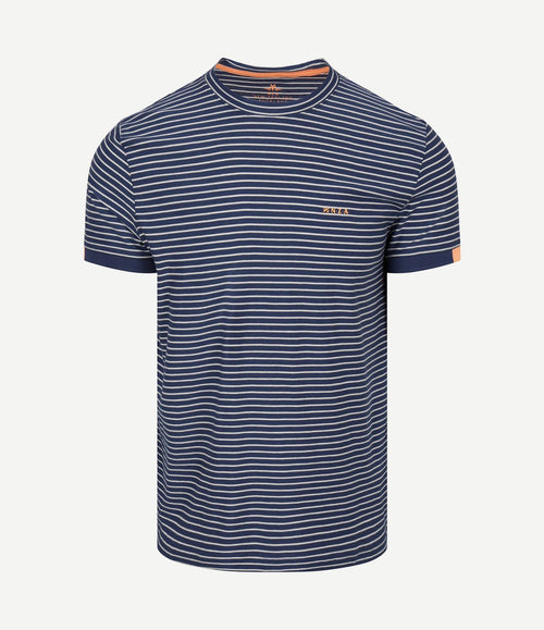 T-shirt jersey stripe donkerblauw sky