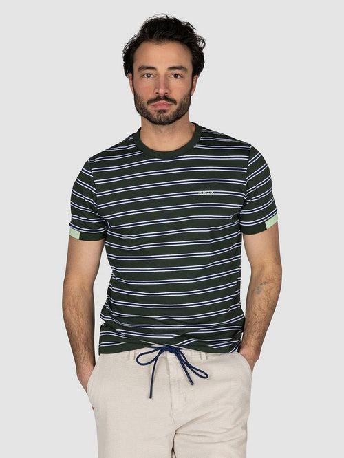 NZA t-shirt noel stripes forest green
